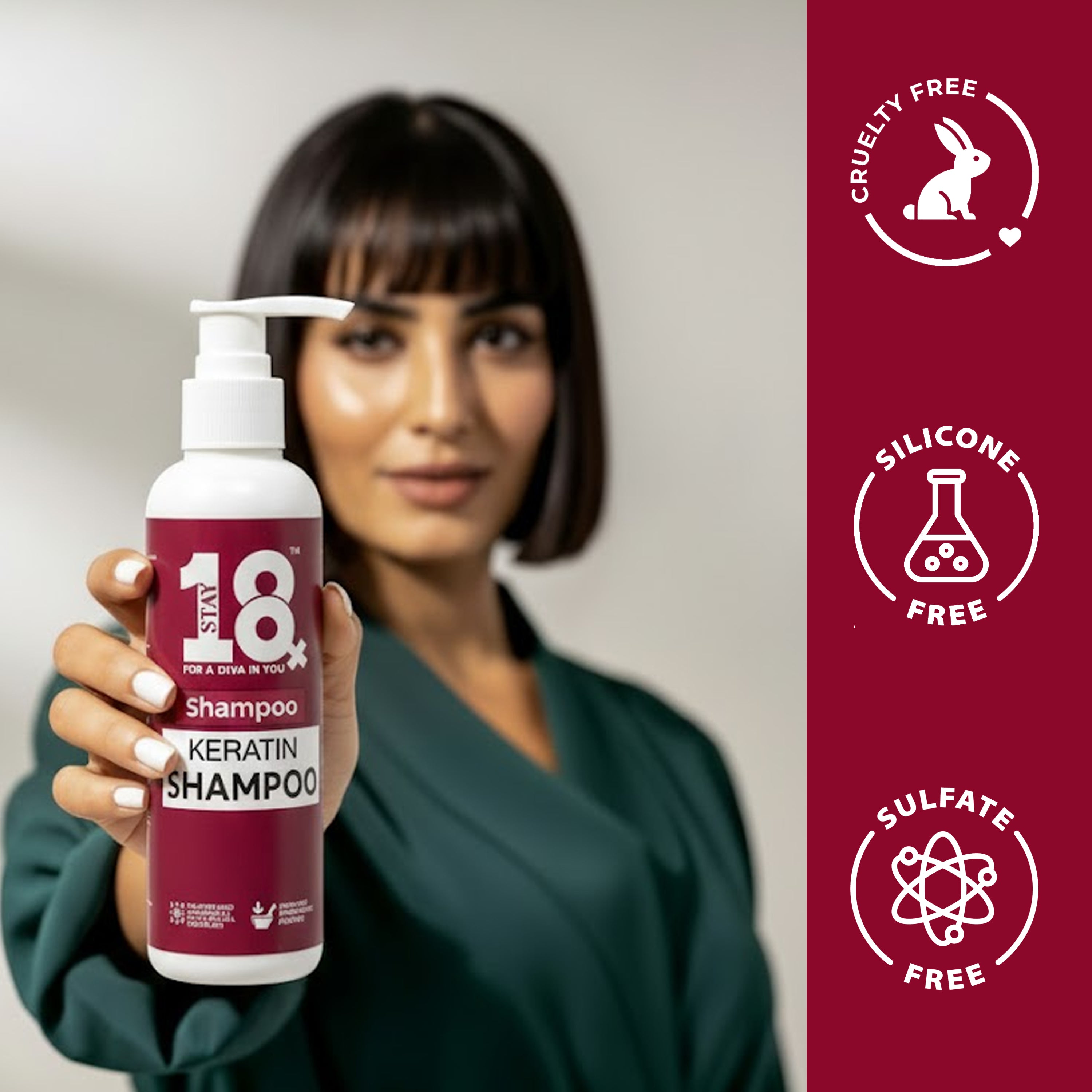 STAY 18 Keratin Shampoo for Smooth, Shiny, and Strengthened Hair
