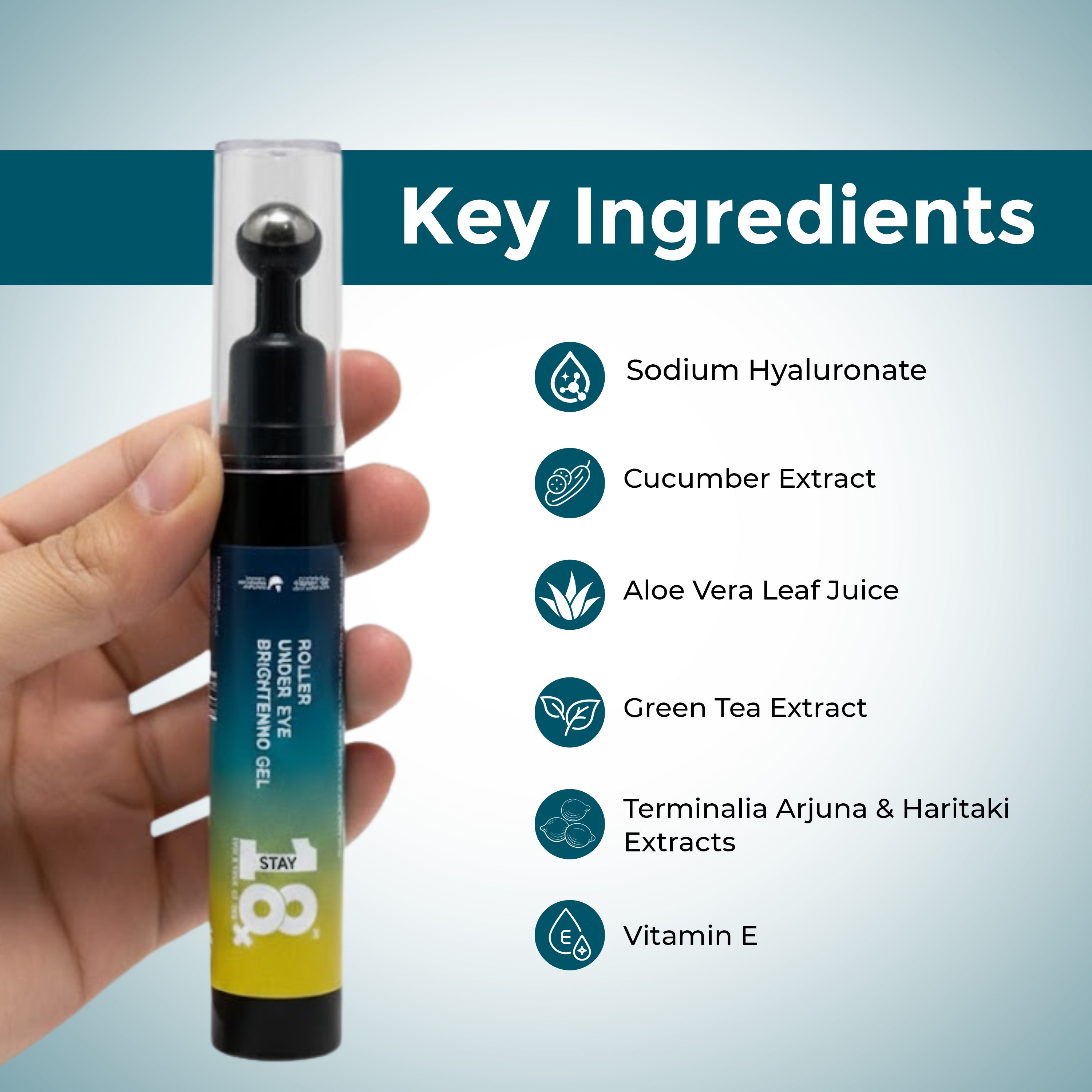 STAY 18 Roller Under Eye Brightening Gel for Puffiness and Dark Circles