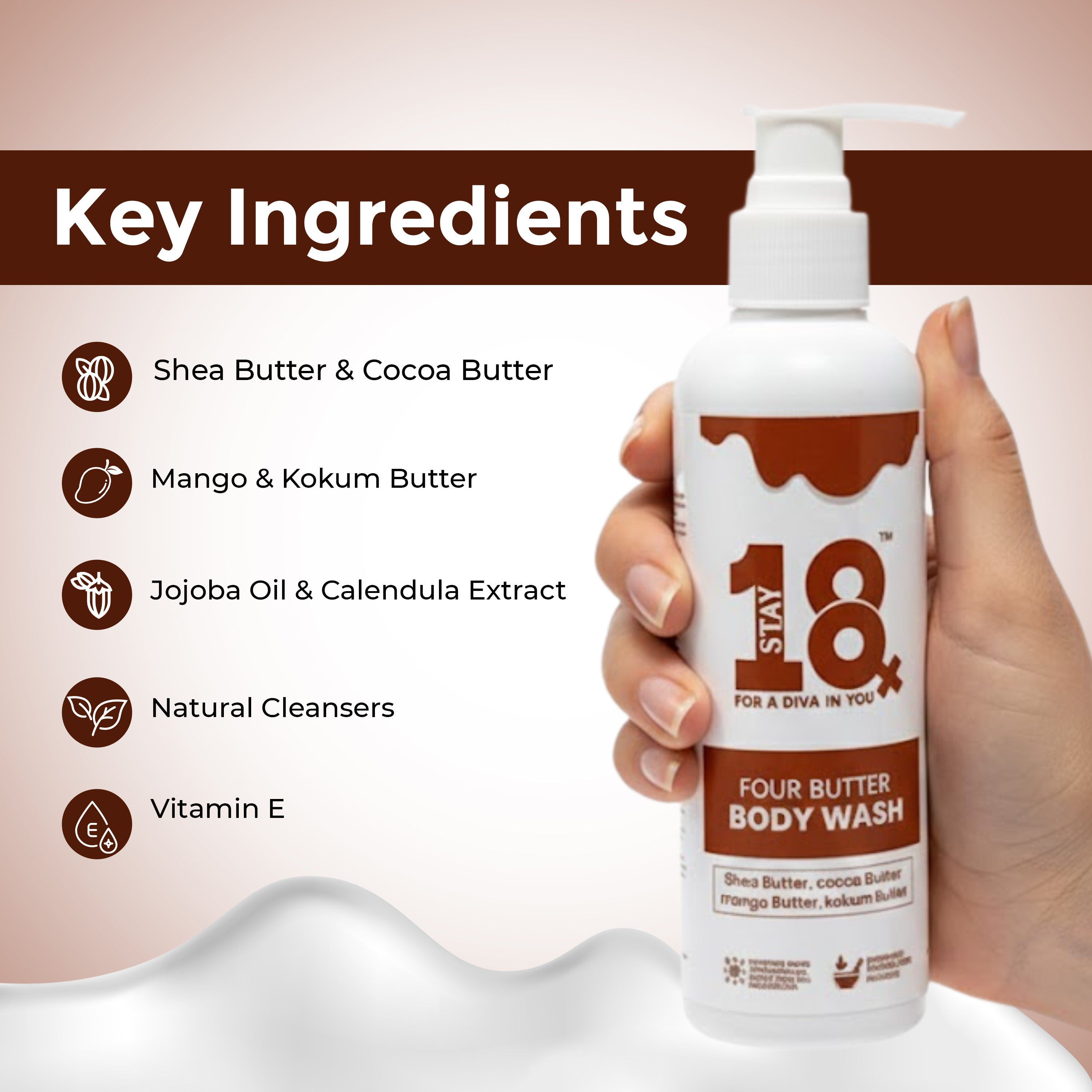 STAY 18 Four Butter Body Wash for Soft, Hydrated, and Smooth Skin
